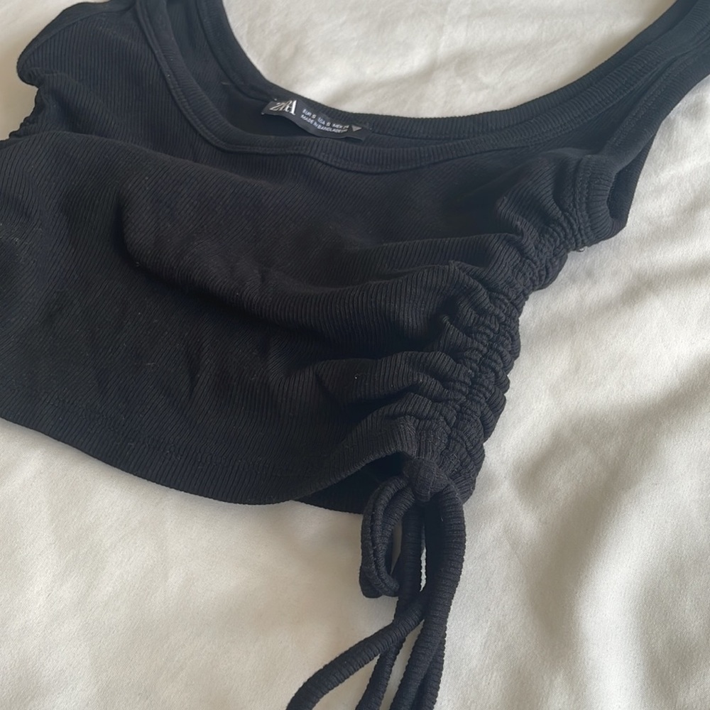 Ribbed Side Ruched Ribbed Tank - Picture 2 of 2